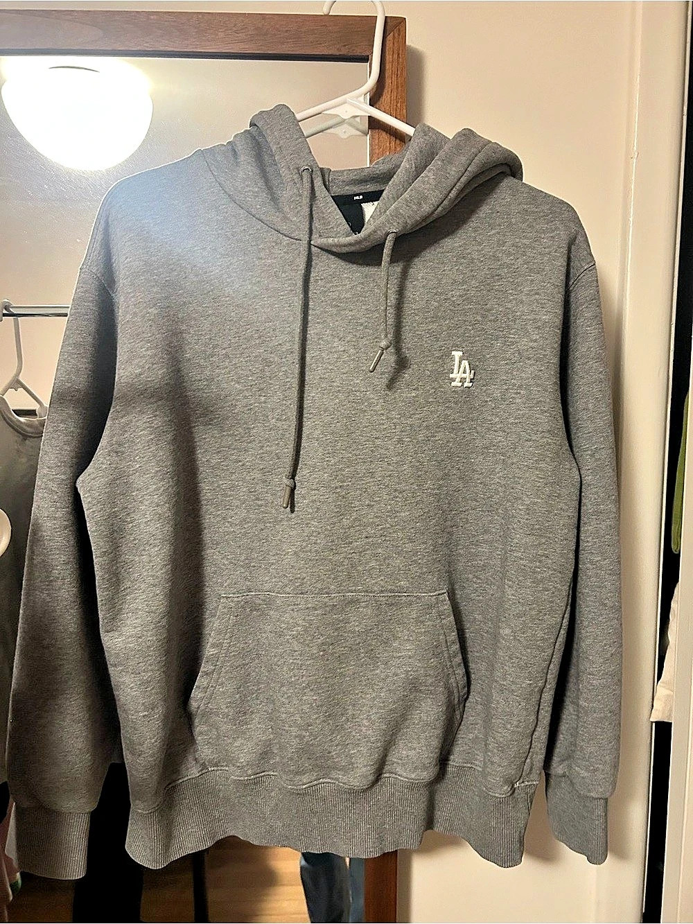 MLB Los Angeles Dodgers Hoodie Gray & White Small Baseball LA